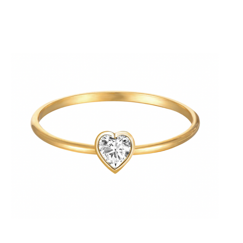 Pinky Gold Band Diamond Bezel Ring