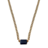 Solitaire Gemstone Emerald Cut Cuban Chain Necklace