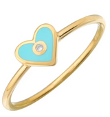 Enamel Heart Single Diamond Ring