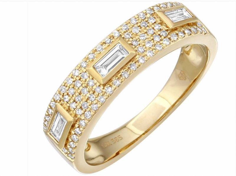 Segmented Baguette and Diamond Ring
