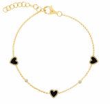 Three Gemstone Heart Bracelet