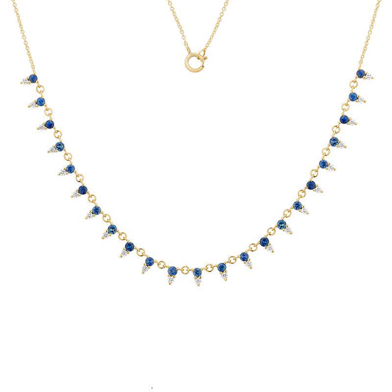 Two Stone Sapphire and Diamond Necklace