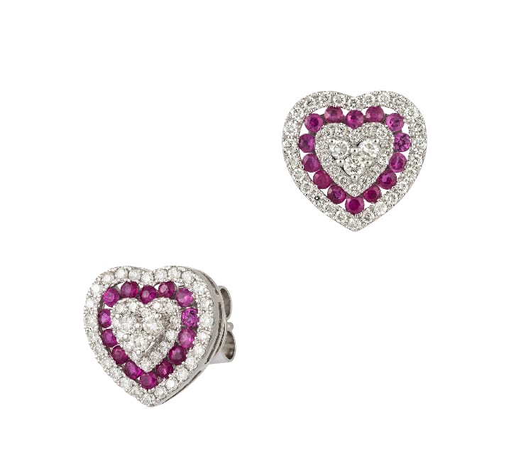 Gemstone and Diamonds Heart Earrings