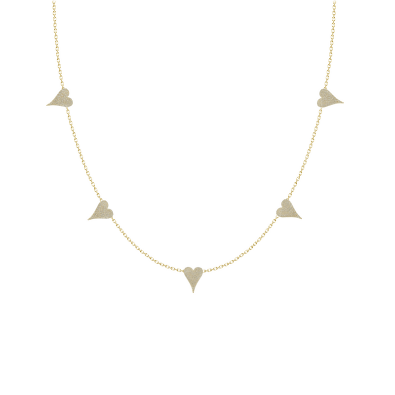 Dangling Rose Gold Pave Hearts Necklace
