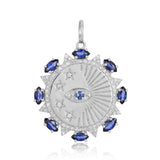 Evil Eye and Star With Blue Sapphire Medallion Charm